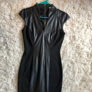 New York & Company Black Faux Leather Midi Dress